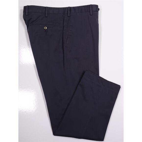 PT01 Slim Fit Stretch Mens Blue Gray Flat Front Cotton Silk Dress Pants 34x28 - Picture 1 of 8